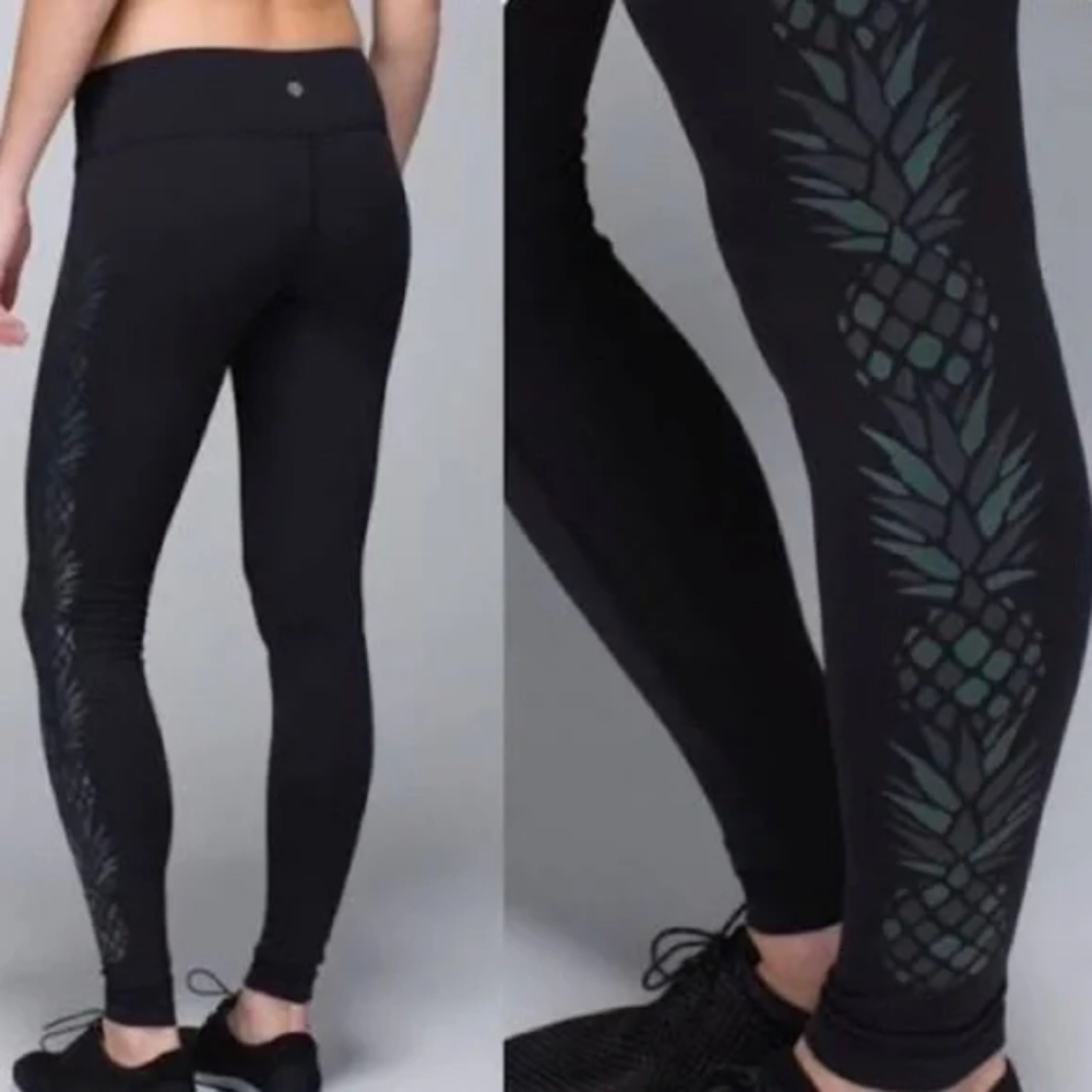 Rare Lululemon Wunder Under Pineapple Print leggings Size 6